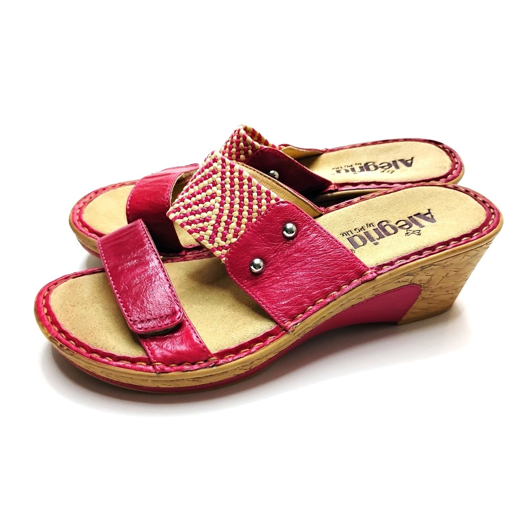 Alegria Lana Sandals Wedge Leather Size EU 37 US 6.5  Pink Fuchsia LAN-105